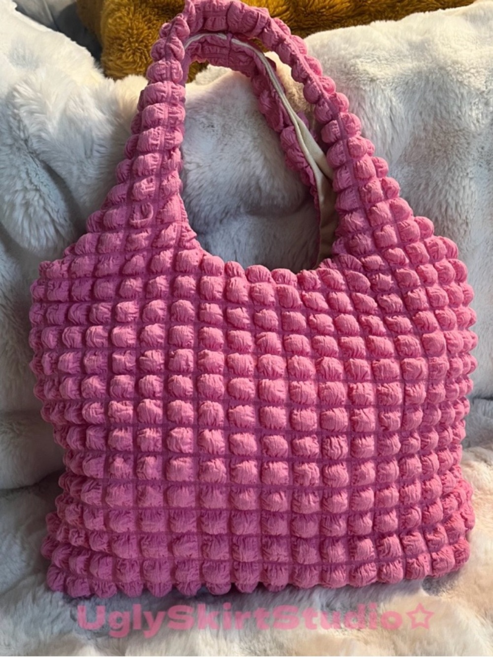 NEW Davi & Dani Hot Pink Puffy Cloud Bubble Tote Bag - Barbie CottageCore EUC